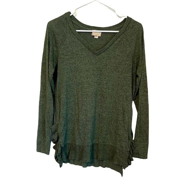 ANTHROPOLOGIE POSTAGE STAMP Fleece V Neck Sweater - Picture 2 of 8